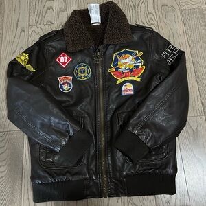 Kids Disney Brown Bomber Jacket with Patches